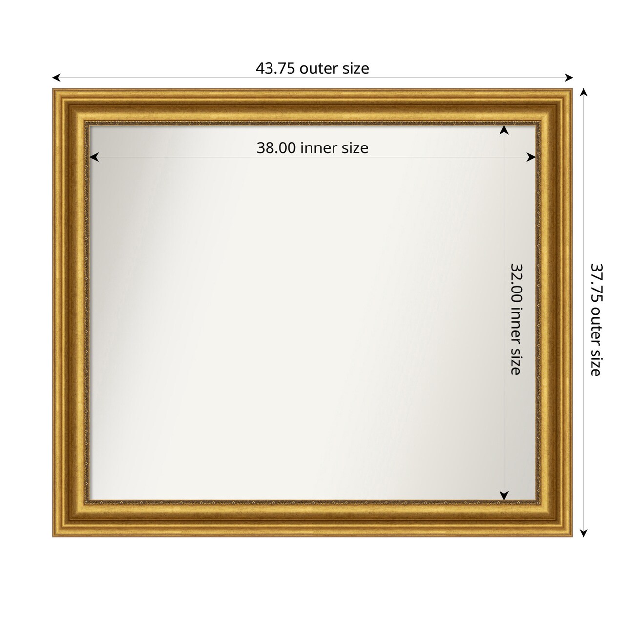 Parlor Gold Non-Beveled Custom Framed Bathroom Vanity Wall Mirror